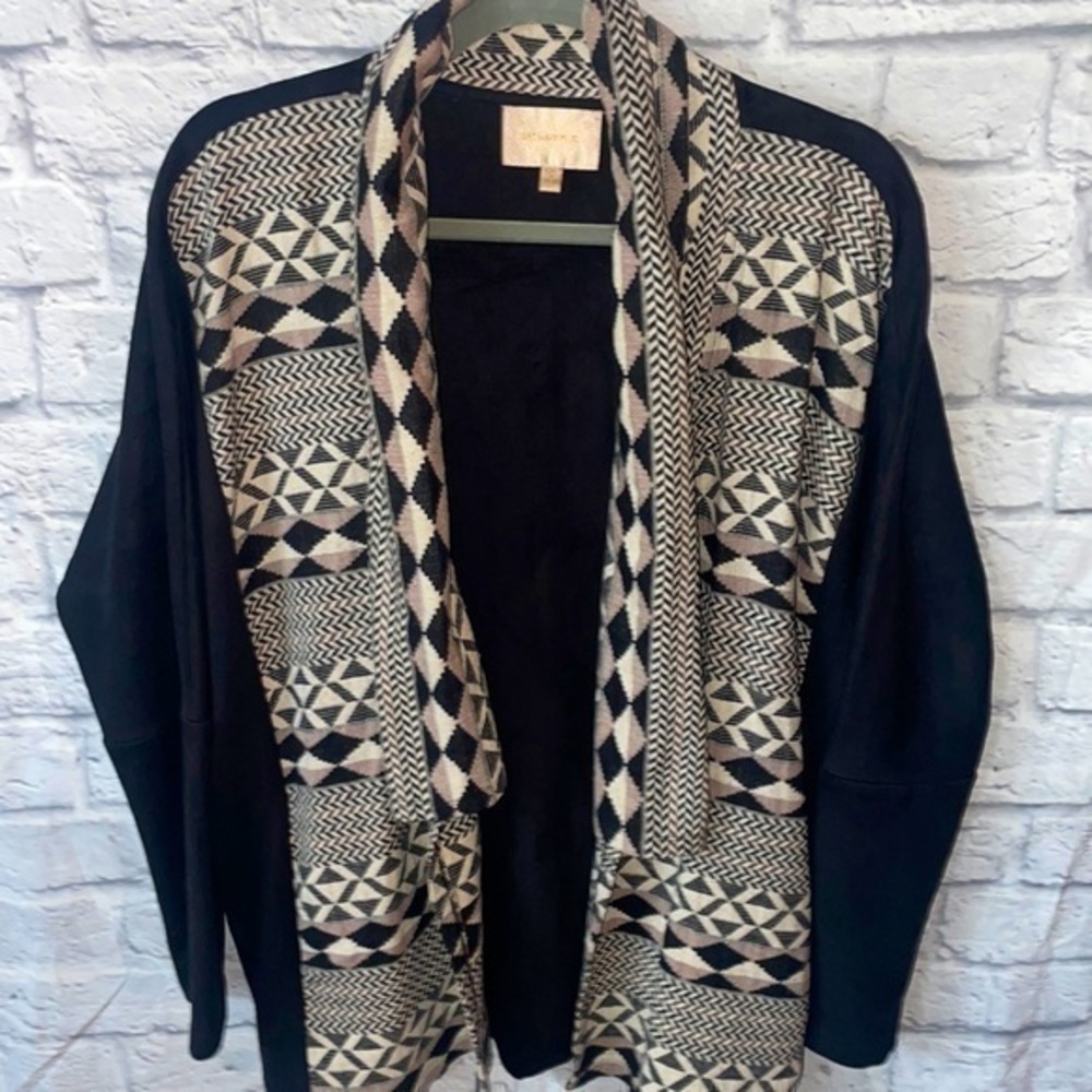 Anthropologie Skies Are Blue Boho Open Front Oversize Aztec Tribal Duster Jacket